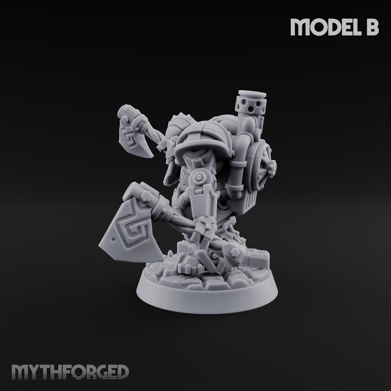Shell Plated Striding Mech Dwarf Warriors B Miniature for Dungeons and Dragons, Pathfinder or other TTRPGs