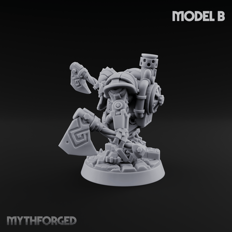 Shell Plated Striding Mech Dwarf Warriors B Miniature for Dungeons and Dragons, Pathfinder or other TTRPGs