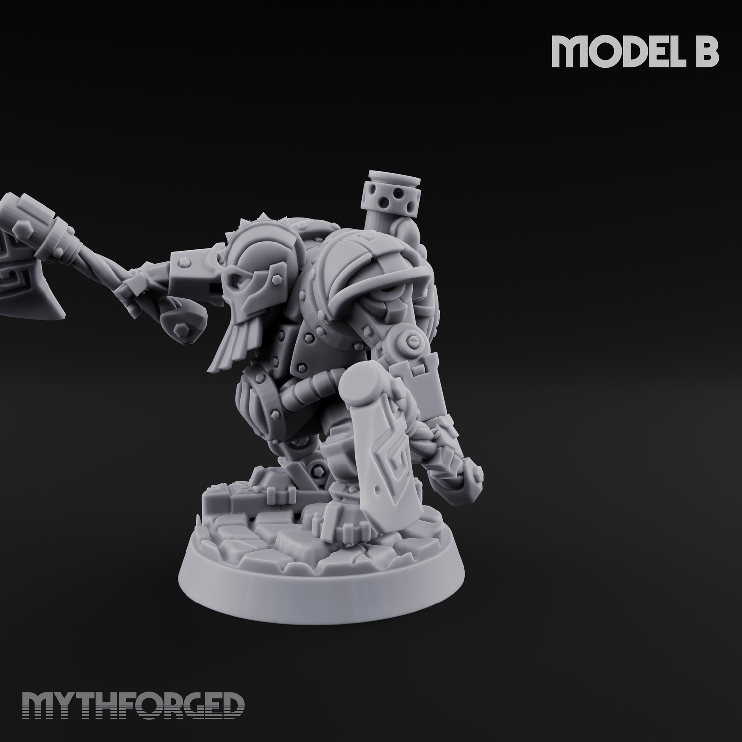 Shell Plated Striding Mech Dwarf Warriors B Miniature for Dungeons and Dragons, Pathfinder or other TTRPGs