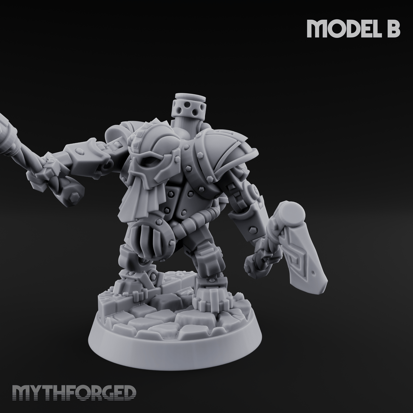 Shell Plated Striding Mech Dwarf Warriors B Miniature for Dungeons and Dragons, Pathfinder or other TTRPGs