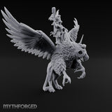 Axe Aloft Griffin Riding Human Emperor on Griffin Miniature for Dungeons and Dragons, Pathfinder or other TTRPGs