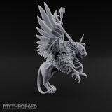 Axe Aloft Griffin Riding Human Emperor on Griffin Miniature for Dungeons and Dragons, Pathfinder or other TTRPGs