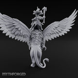 Axe Aloft Griffin Riding Human Emperor on Griffin Miniature for Dungeons and Dragons, Pathfinder or other TTRPGs