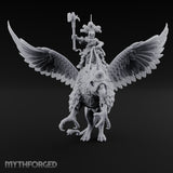 Axe Aloft Griffin Riding Human Emperor on Griffin Miniature for Dungeons and Dragons, Pathfinder or other TTRPGs