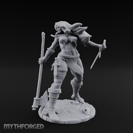 Axe And Dagger Human Warrior Miniature for Dungeons and Dragons, Pathfinder or other TTRPGs