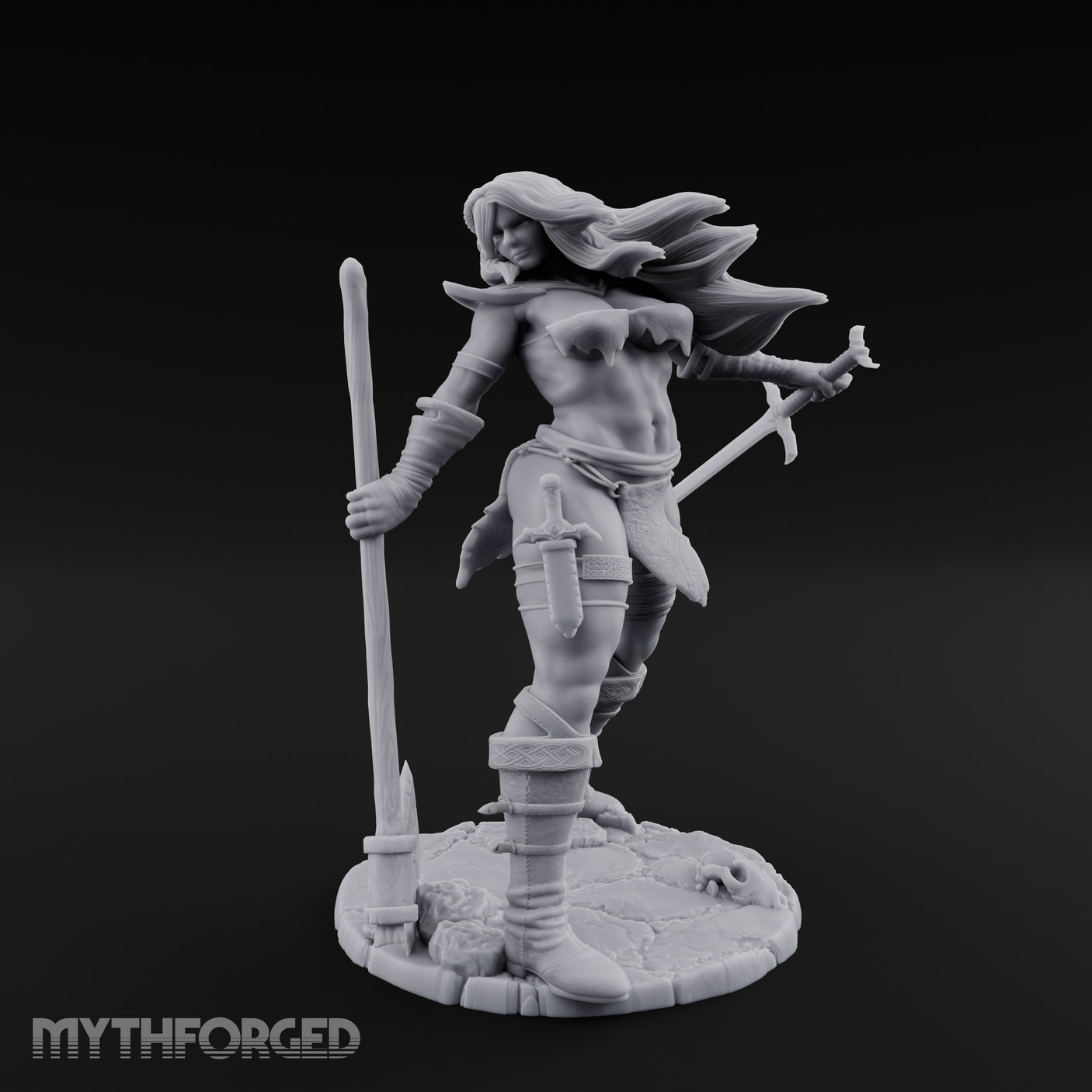 Axe And Dagger Human Warrior Miniature for Dungeons and Dragons, Pathfinder or other TTRPGs