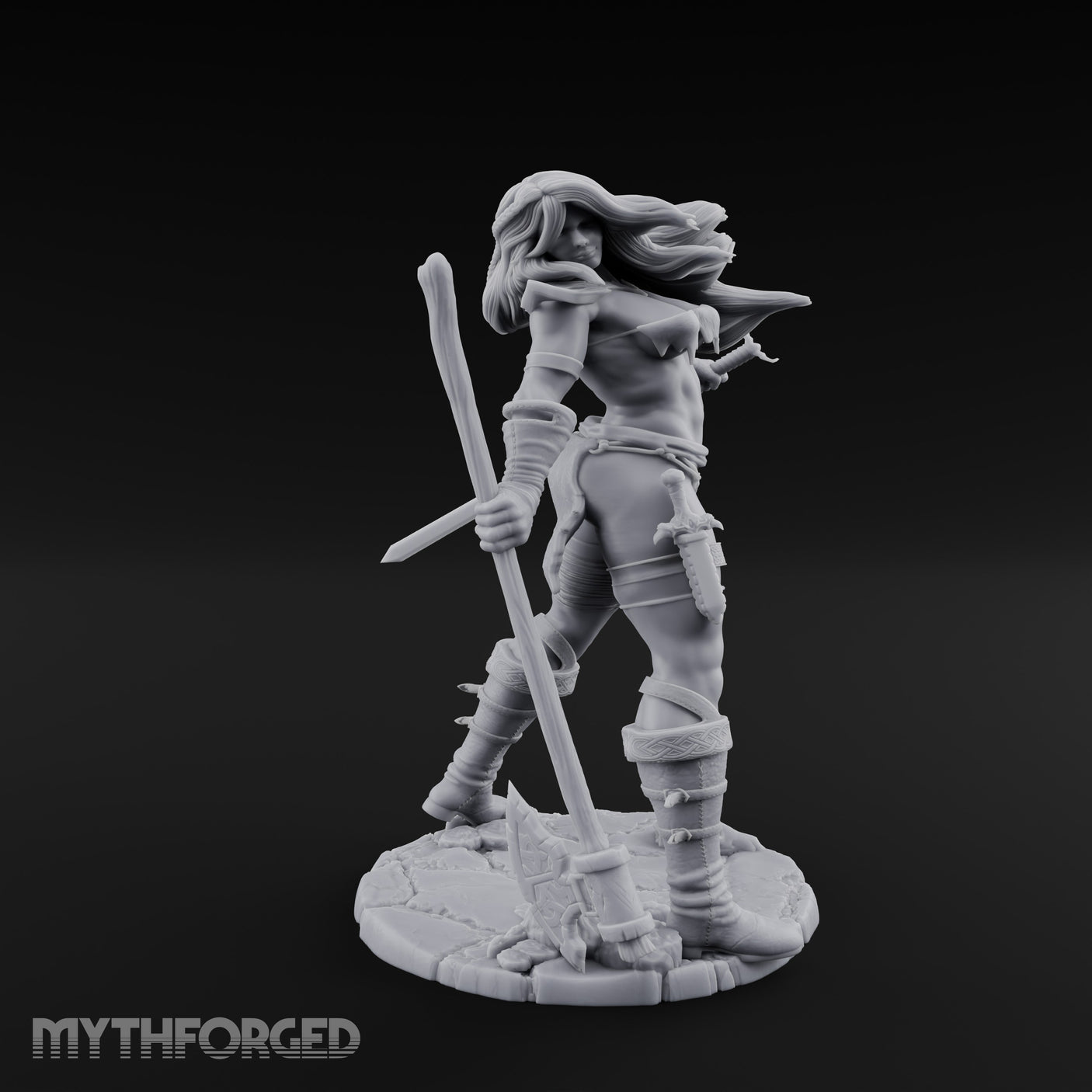Axe And Dagger Human Warrior Miniature for Dungeons and Dragons, Pathfinder or other TTRPGs