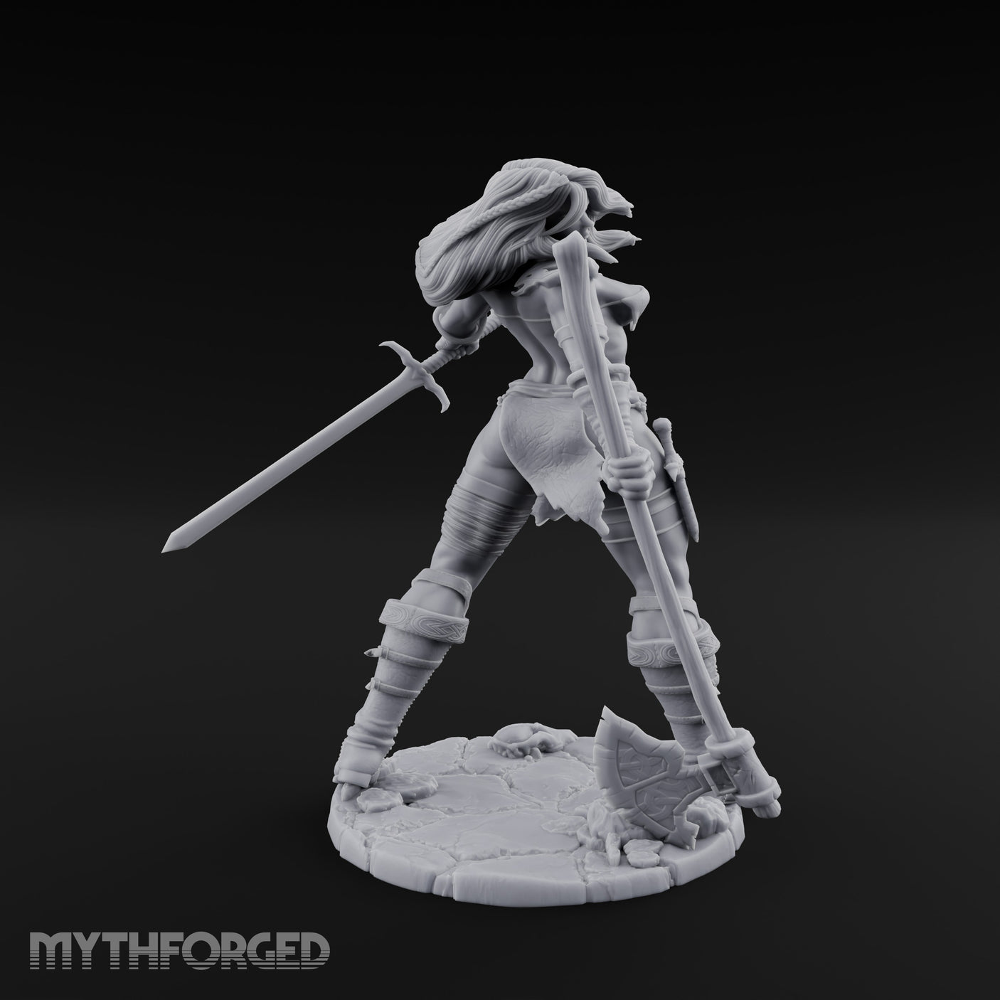 Axe And Dagger Human Warrior Miniature for Dungeons and Dragons, Pathfinder or other TTRPGs
