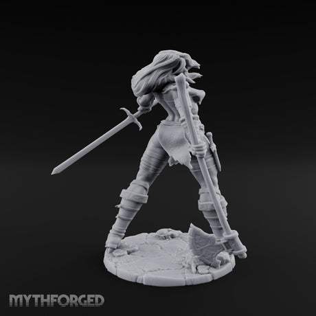 Axe And Dagger Human Warrior Miniature for Dungeons and Dragons, Pathfinder or other TTRPGs