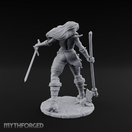 Axe And Dagger Human Warrior Miniature for Dungeons and Dragons, Pathfinder or other TTRPGs