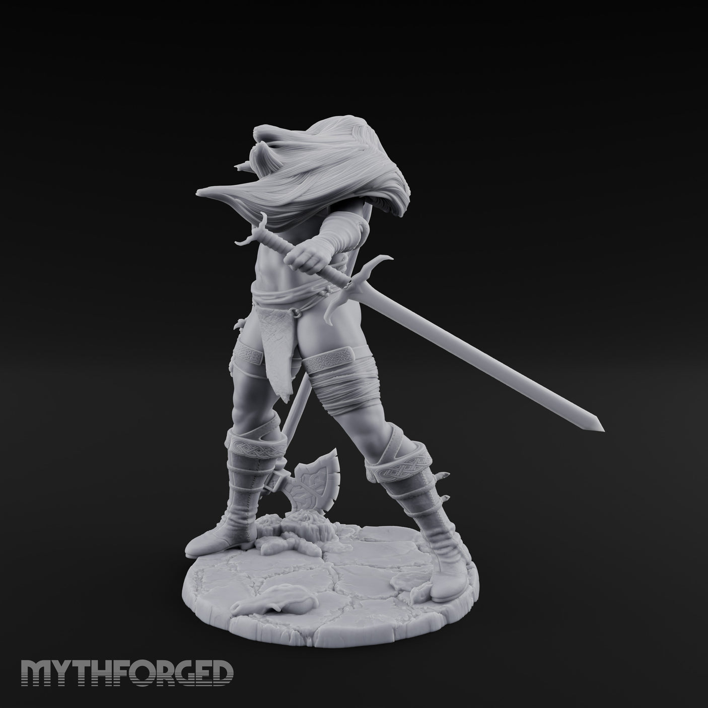 Axe And Dagger Human Warrior Miniature for Dungeons and Dragons, Pathfinder or other TTRPGs
