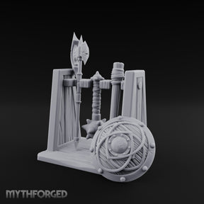 Axe-Crowned Shield-Leaned Tribal Weapon Rack