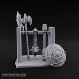 Axe-Crowned Shield-Leaned Tribal Weapon Rack gallery 2