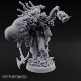 Axe Dangling Cauldron Hoisting Deep One Miniature for Dungeons and Dragons, Pathfinder or other TTRPGs