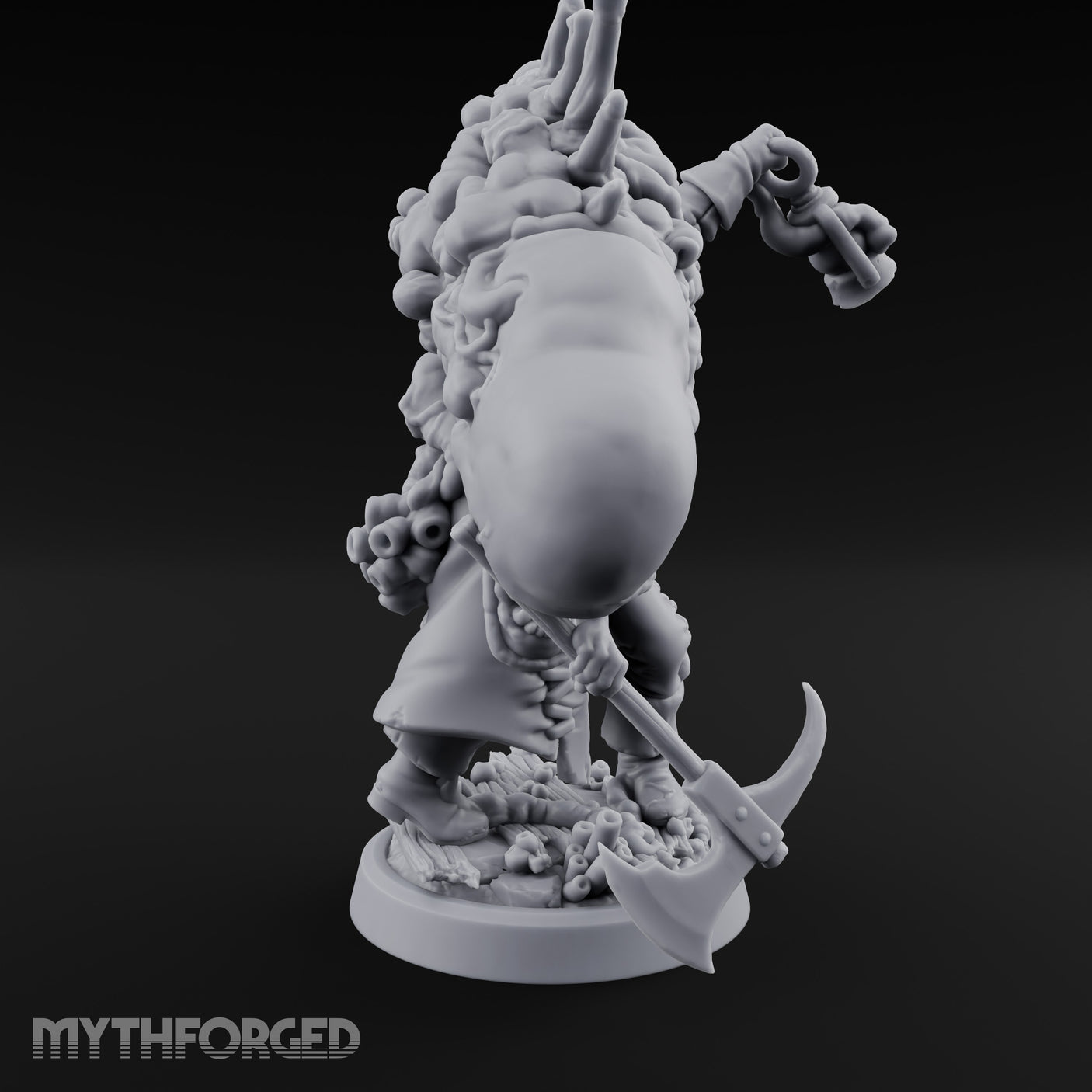 Axe Dangling Cauldron Hoisting Deep One Miniature for Dungeons and Dragons, Pathfinder or other TTRPGs