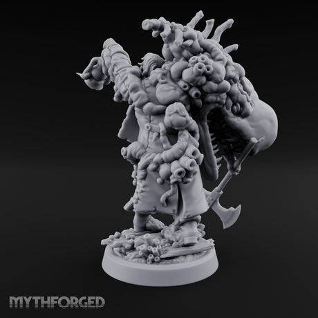Axe Dangling Cauldron Hoisting Deep One Miniature for Dungeons and Dragons, Pathfinder or other TTRPGs