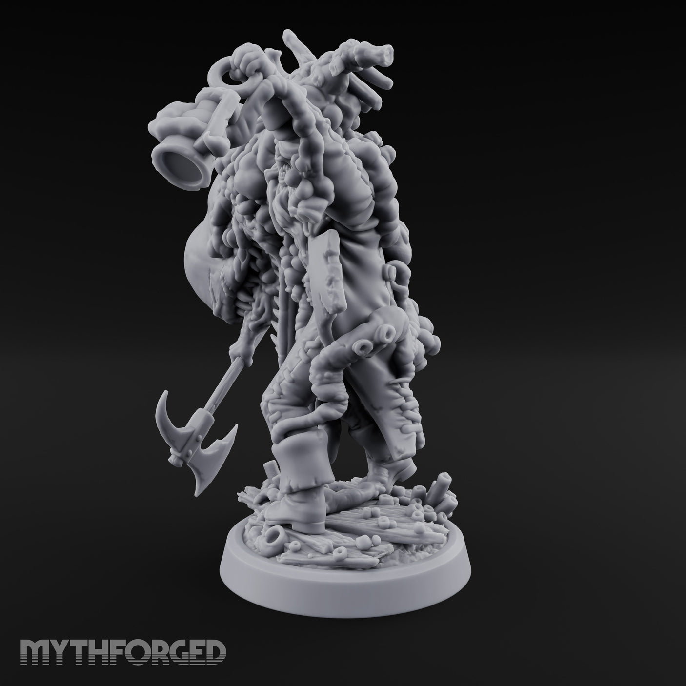 Axe Dangling Cauldron Hoisting Deep One Miniature for Dungeons and Dragons, Pathfinder or other TTRPGs
