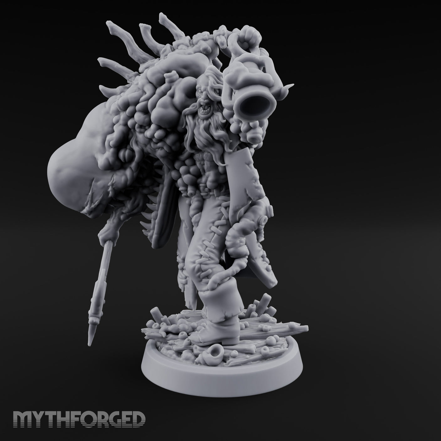 Axe Dangling Cauldron Hoisting Deep One Miniature for Dungeons and Dragons, Pathfinder or other TTRPGs