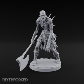 Axe Dragging Snarling Ghoul Marauder Miniature for Dungeons and Dragons, Pathfinder or other TTRPGs