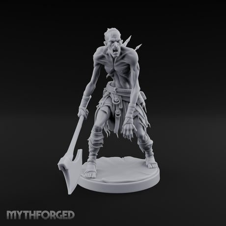 Axe Dragging Snarling Ghoul Marauder Miniature for Dungeons and Dragons, Pathfinder or other TTRPGs