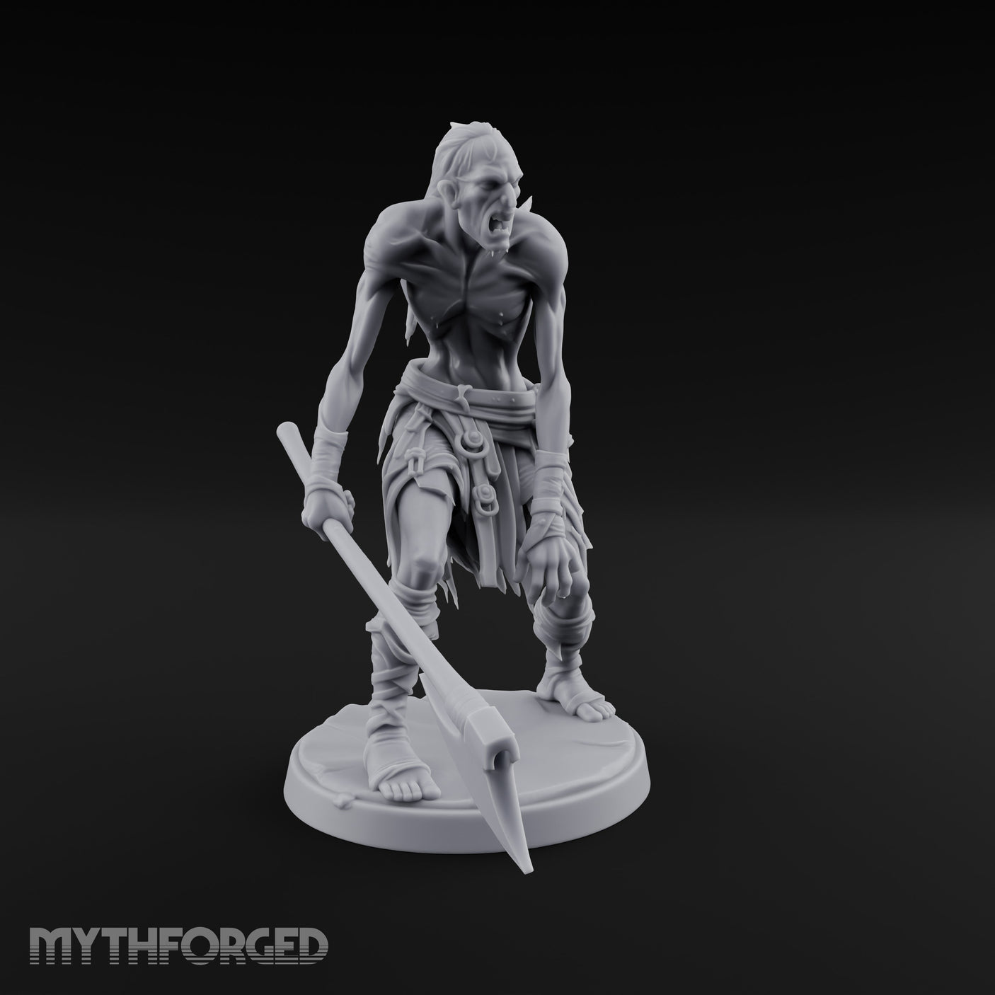 Axe Dragging Snarling Ghoul Marauder Miniature for Dungeons and Dragons, Pathfinder or other TTRPGs