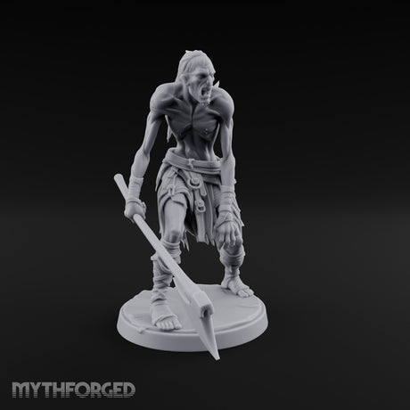 Axe Dragging Snarling Ghoul Marauder Miniature for Dungeons and Dragons, Pathfinder or other TTRPGs