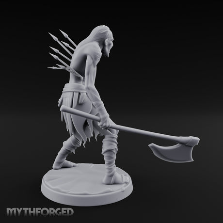 Axe Dragging Snarling Ghoul Marauder Miniature for Dungeons and Dragons, Pathfinder or other TTRPGs
