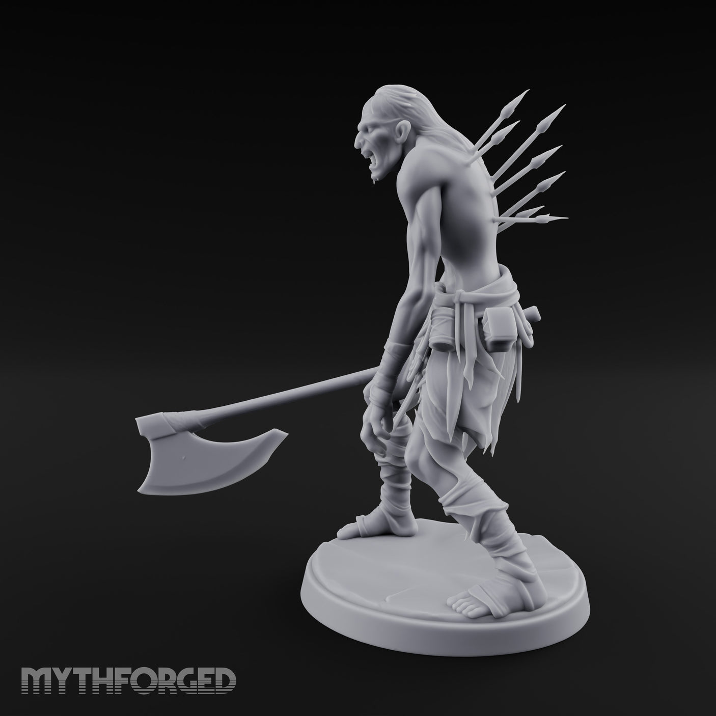 Axe Dragging Snarling Ghoul Marauder Miniature for Dungeons and Dragons, Pathfinder or other TTRPGs