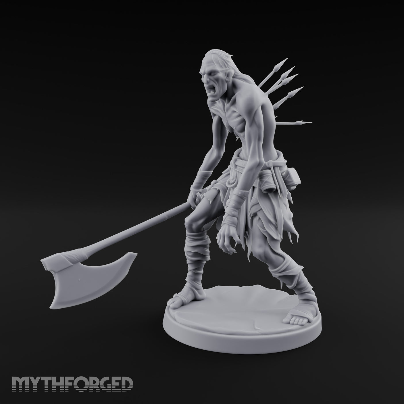 Axe Dragging Snarling Ghoul Marauder Miniature for Dungeons and Dragons, Pathfinder or other TTRPGs