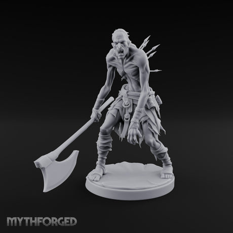 Axe Dragging Snarling Ghoul Marauder Miniature for Dungeons and Dragons, Pathfinder or other TTRPGs