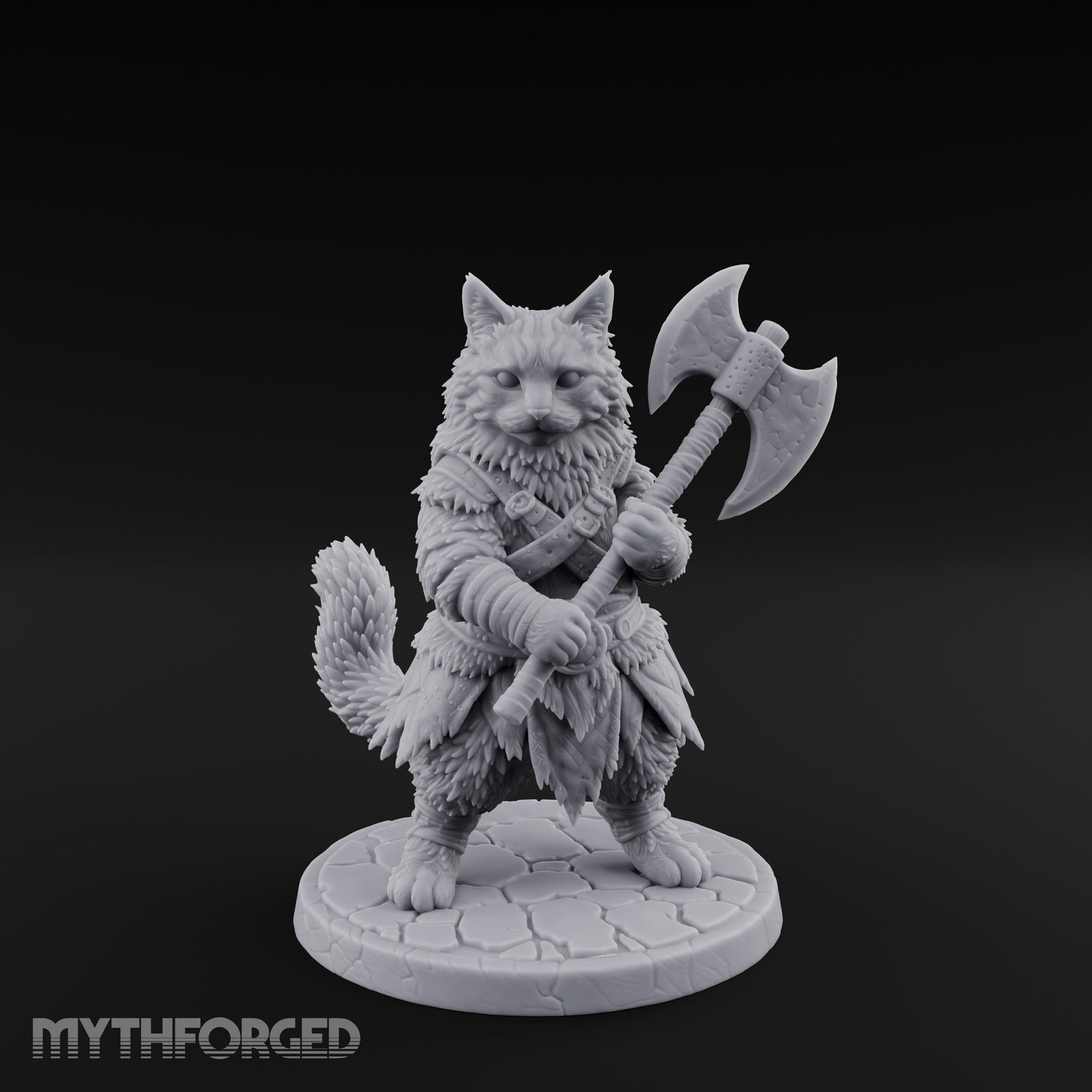 Axe Gripping Tabaxi Barbarian Miniature for Dungeons and Dragons, Pathfinder or other TTRPGs