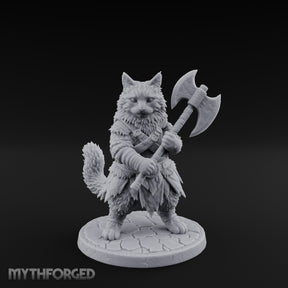 Axe Gripping Tabaxi Barbarian Miniature for Dungeons and Dragons, Pathfinder or other TTRPGs