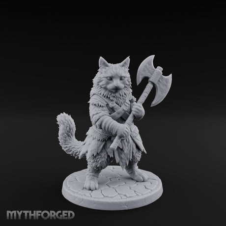 Axe Gripping Tabaxi Barbarian Miniature for Dungeons and Dragons, Pathfinder or other TTRPGs