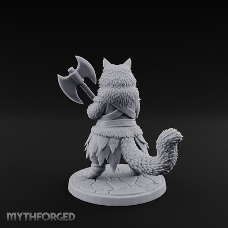Axe Gripping Tabaxi Barbarian Miniature for Dungeons and Dragons, Pathfinder or other TTRPGs