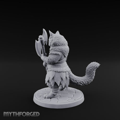Axe Gripping Tabaxi Barbarian Miniature for Dungeons and Dragons, Pathfinder or other TTRPGs