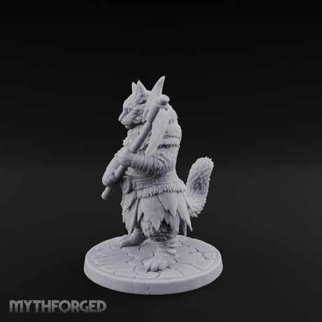 Axe Gripping Tabaxi Barbarian Miniature for Dungeons and Dragons, Pathfinder or other TTRPGs