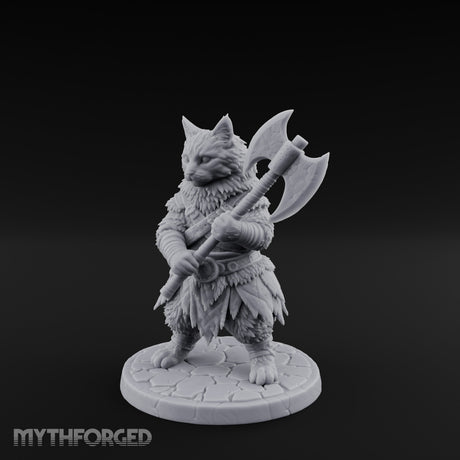 Axe Gripping Tabaxi Barbarian Miniature for Dungeons and Dragons, Pathfinder or other TTRPGs