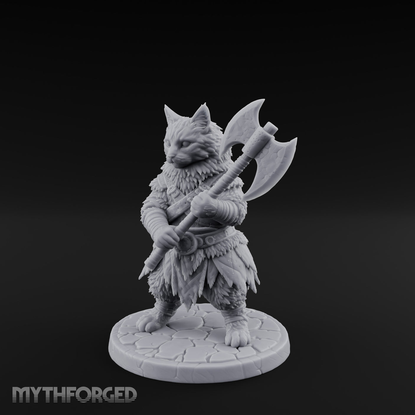 Axe Gripping Tabaxi Barbarian Miniature for Dungeons and Dragons, Pathfinder or other TTRPGs