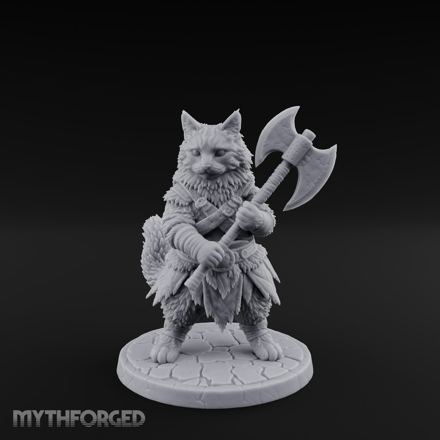 Axe Gripping Tabaxi Barbarian Miniature for Dungeons and Dragons, Pathfinder or other TTRPGs