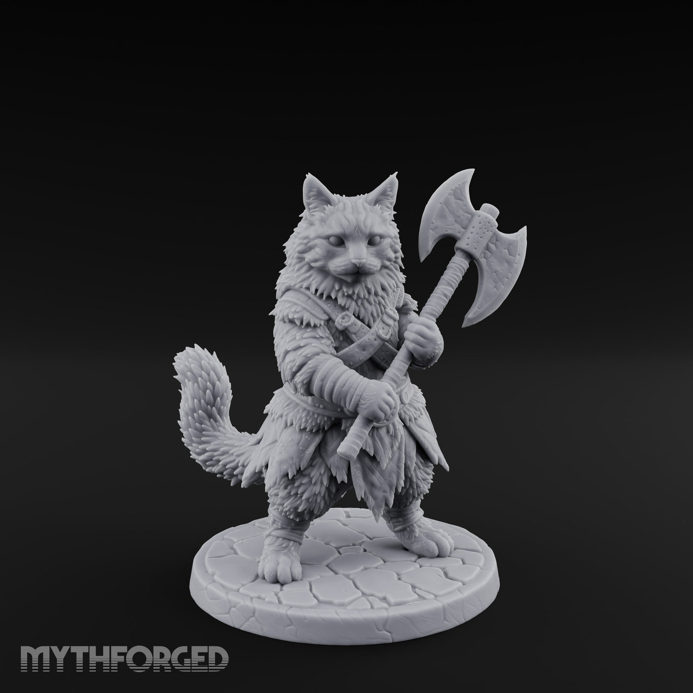 Axe Gripping Tabaxi Barbarian Miniature for Dungeons and Dragons, Pathfinder or other TTRPGs