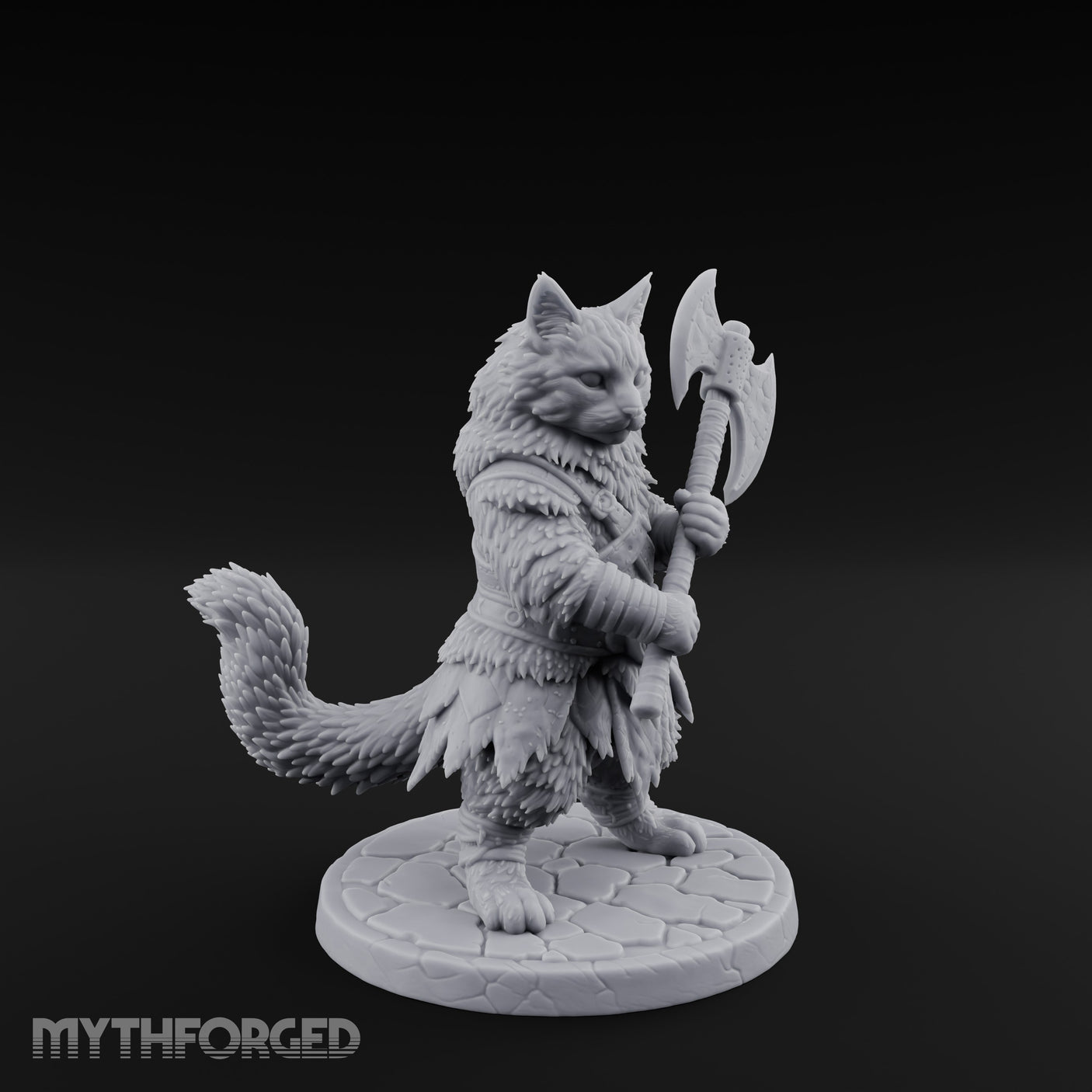 Axe Gripping Tabaxi Barbarian Miniature for Dungeons and Dragons, Pathfinder or other TTRPGs