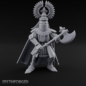 Axe Held Across Human Duke Miniature for Dungeons and Dragons, Pathfinder or other TTRPGs