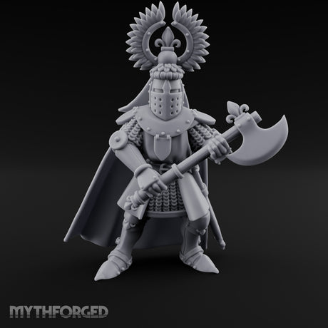 Axe Held Across Human Duke Miniature for Dungeons and Dragons, Pathfinder or other TTRPGs