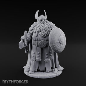 Axe Lowered Shield Bearing Dwarf Warlord Miniature for Dungeons and Dragons, Pathfinder or other TTRPGs