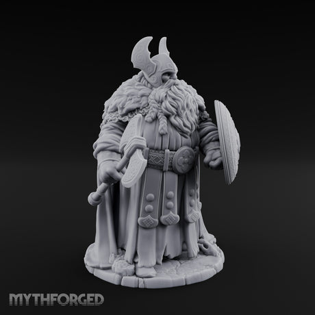 Axe Lowered Shield Bearing Dwarf Warlord Miniature for Dungeons and Dragons, Pathfinder or other TTRPGs