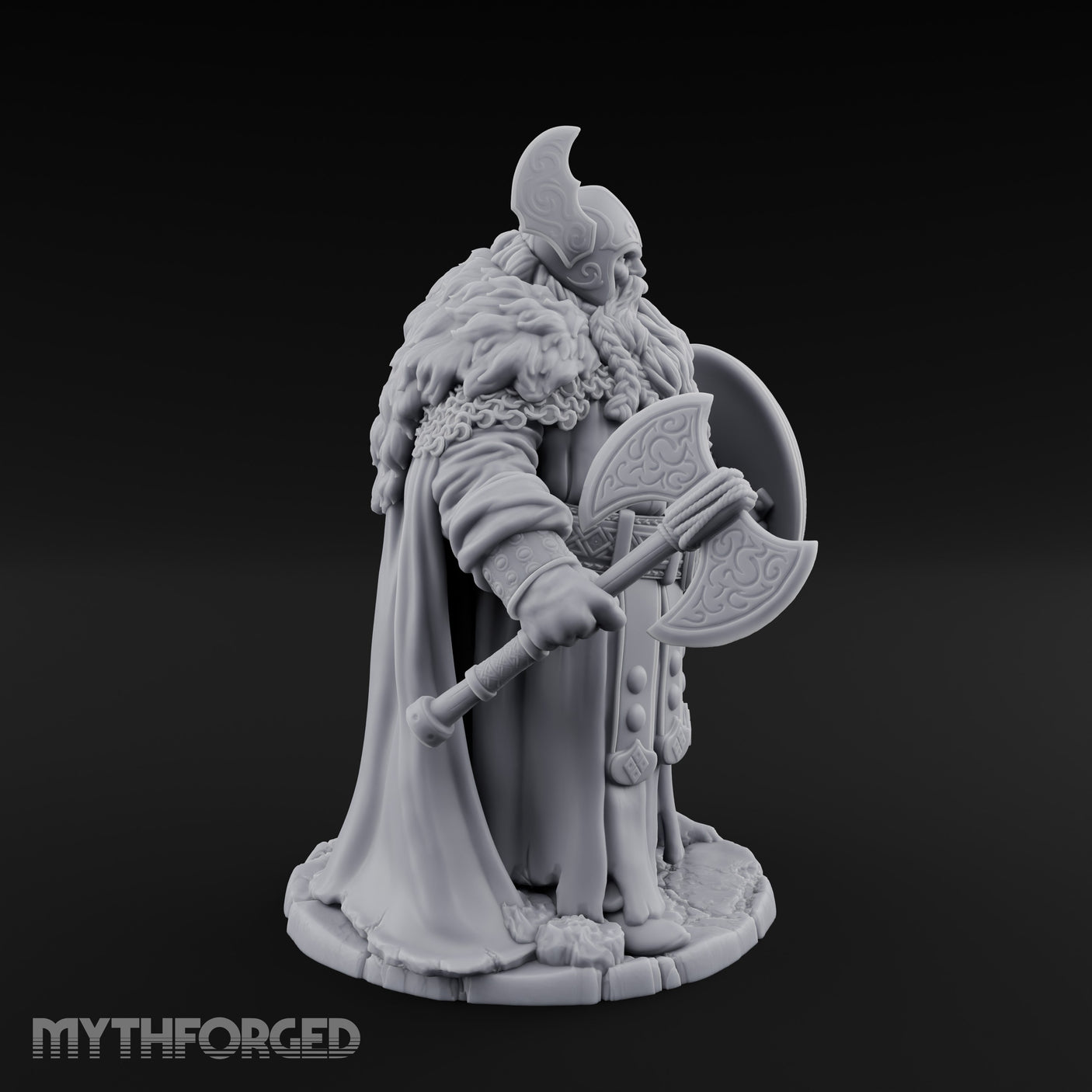 Axe Lowered Shield Bearing Dwarf Warlord Miniature for Dungeons and Dragons, Pathfinder or other TTRPGs