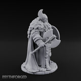 Axe Lowered Shield Bearing Dwarf Warlord Miniature for Dungeons and Dragons, Pathfinder or other TTRPGs