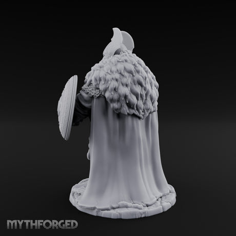 Axe Lowered Shield Bearing Dwarf Warlord Miniature for Dungeons and Dragons, Pathfinder or other TTRPGs