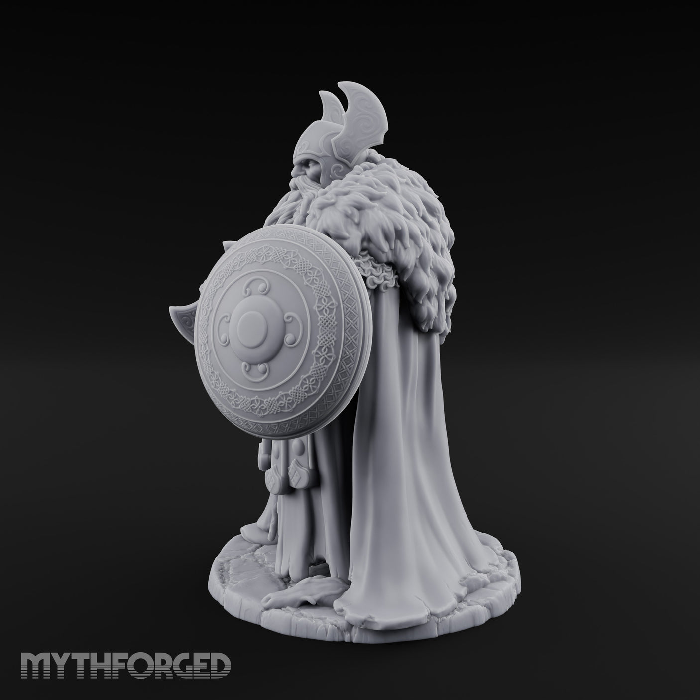 Axe Lowered Shield Bearing Dwarf Warlord Miniature for Dungeons and Dragons, Pathfinder or other TTRPGs