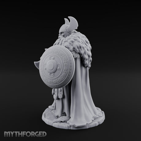 Axe Lowered Shield Bearing Dwarf Warlord Miniature for Dungeons and Dragons, Pathfinder or other TTRPGs